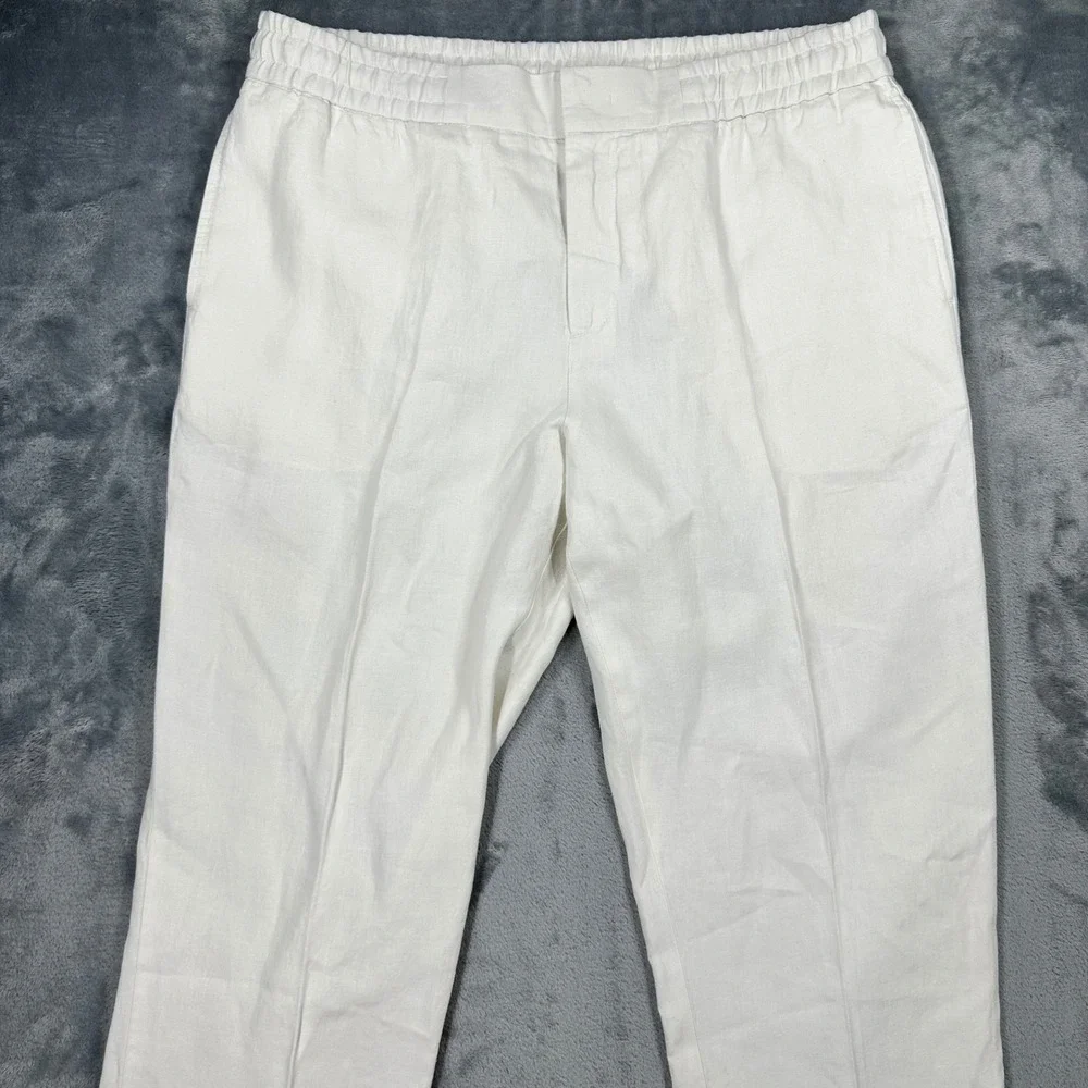 Orlebar Brown Cornell Off White Linen Trousers Mens 38 Portugal Drawstring Pants